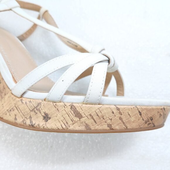 BP Stella White Strappy Cork Wedge Sandals 4.5" Platform Size 8 w/ Box VGUC - Picture 10 of 16
